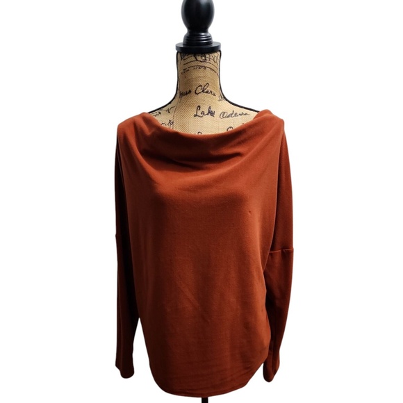 Cowl Neck Dolman Top Long Sleeve Casual Blouse Pullover Rust Size L - Picture 1 of 4